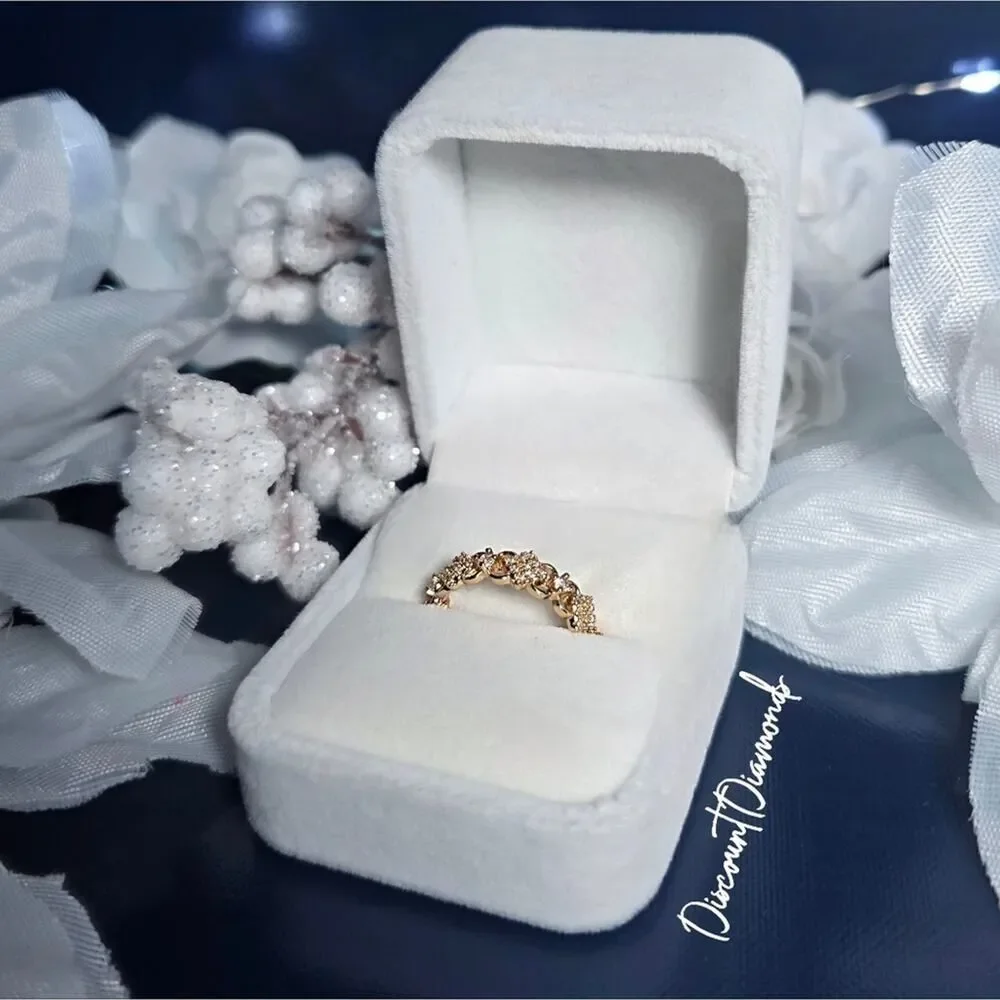 Baguette Diamond Cocktail or Wedding Ring 18K Gold on 925 Sterling Silver